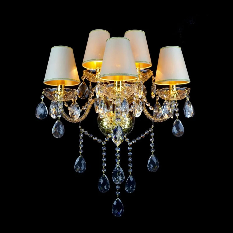 Casa Padrino Luxus Barock Kristall Wandleuchte Gold 43 x 18 x H. 52 cm - Prunkvolle Messing Wandleuchte mit böhmischem Kristallglas - Barock Möbel - Edel & Prunkvoll