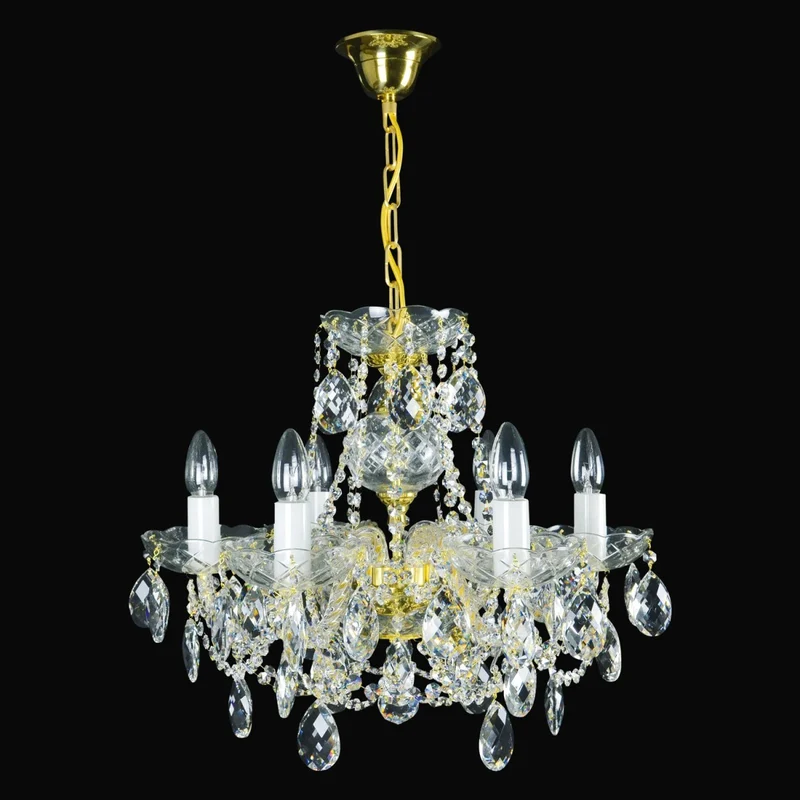 Casa Padrino Luxus Barock Kristall Kronleuchter Gold Ø 52 x H. 40 cm - Prunkvolle Messing Kronleuchter mit böhmischem Kristallglas - Barock Möbel - Edel & Prunkvoll