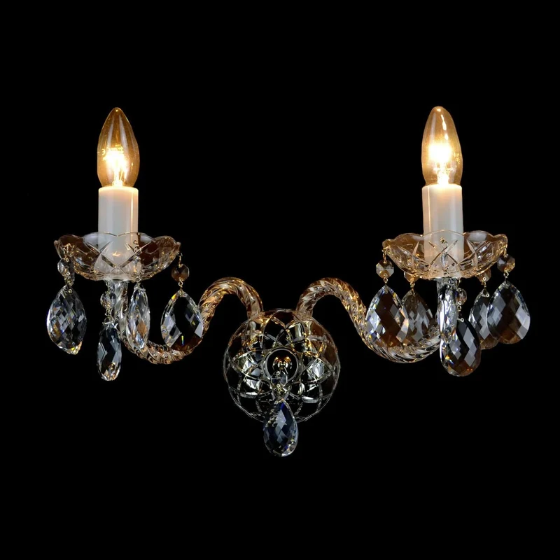 Casa Padrino Luxus Barock Kristall Wandleuchte Silber 38 x 18 x H. 20 cm - Prunkvolle Messing Wandleuchte mit böhmischem Kristallglas - Barock Möbel - Edel & Prunkvoll