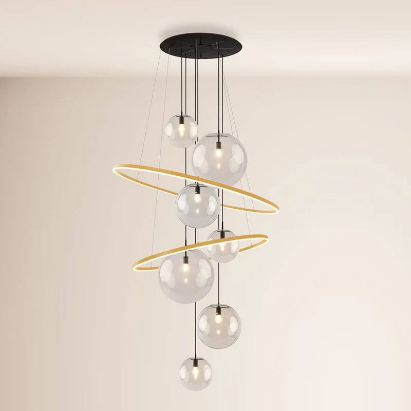 s.luce Galaxy XXL LED Galerielampe 8-flammig Ringleuchte Glaskugeln