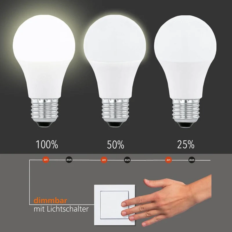 E27 LED Dimmbar per Schalter Warmweiß 2700K 806lm 7W