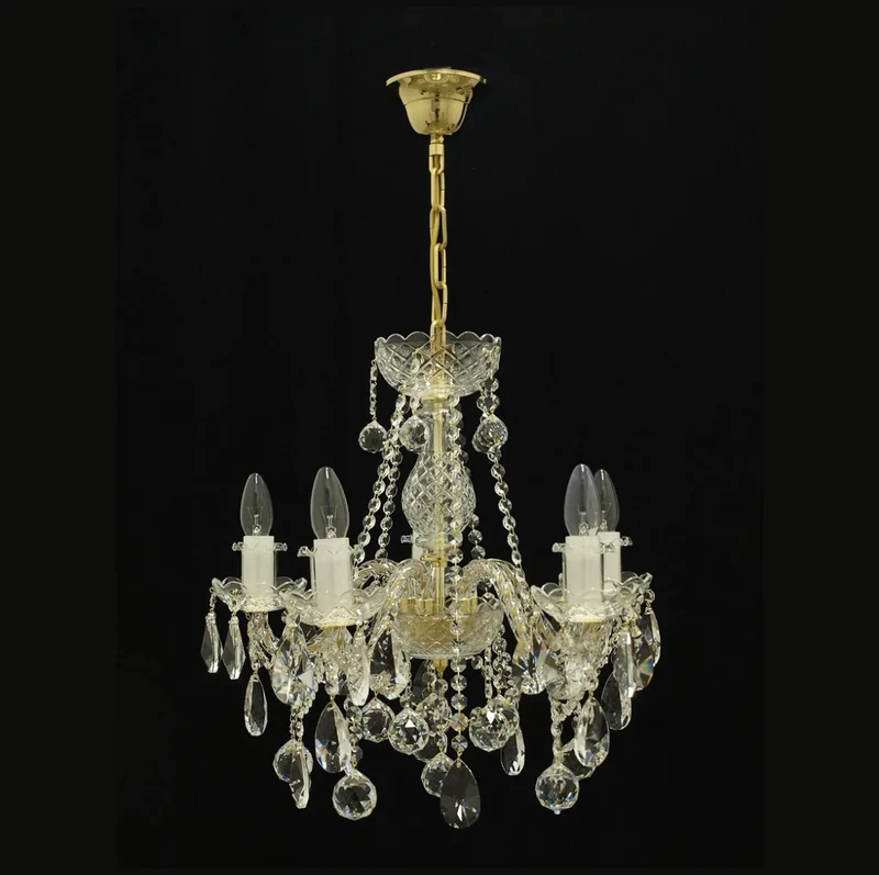 Casa Padrino Luxus Barock Kristall Kronleuchter Gold Ø 50 x H. 50 cm - Prunkvolle Messing Kronleuchter mit böhmischem Kristallglas - Barock Möbel - Edel & Prunkvoll