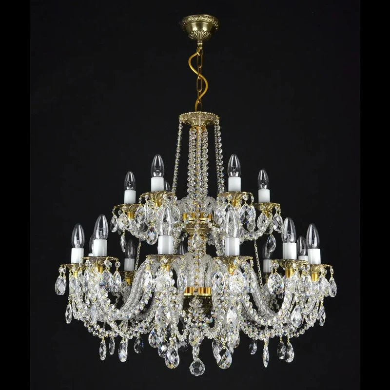 Casa Padrino Luxus Barock Kristall Kronleuchter Gold Ø 75 x H. 78 cm - Prunkvolle Messing Kronleuchter mit böhmischem Kristallglas - Barock Möbel - Edel & Prunkvoll