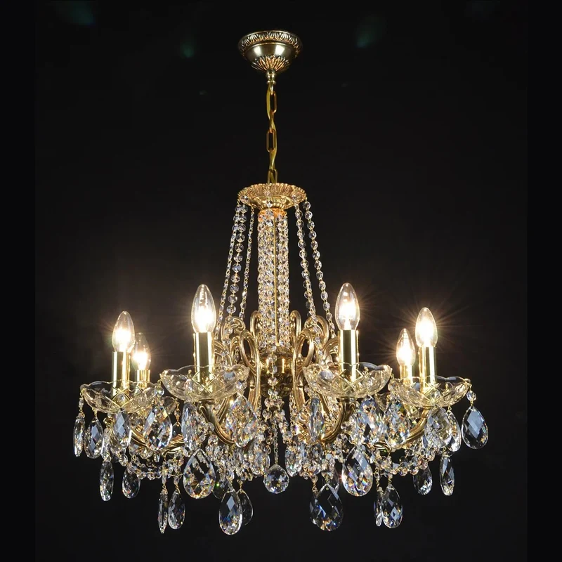 Casa Padrino Luxus Barock Kristall Kronleuchter Gold Ø 58 x H. 50 cm - Prunkvolle Messing Kronleuchter mit böhmischem Kristallglas - Barock Möbel - Edel & Prunkvoll