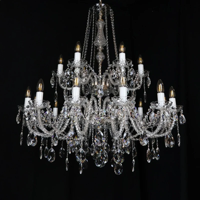 Casa Padrino Luxus Barock Kristall Kronleuchter Silber Ø 92 x H. 95 cm - Prunkvolle Messing Kronleuchter mit böhmischem Kristallglas - Barock Möbel - Edel & Prunkvoll