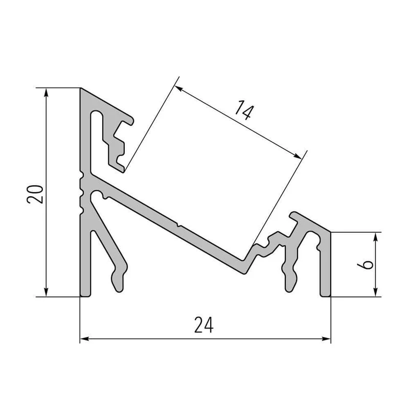 Aufbau-Eckprofil 30° 200cm Weiß ohne Abdeckung für LED-Strips