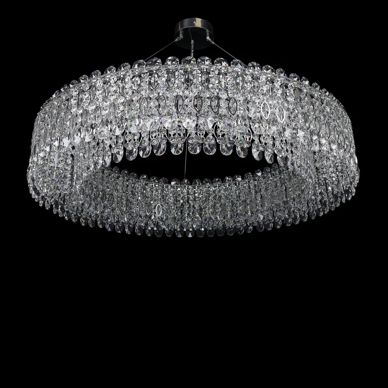 Casa Padrino Luxus Kristall Deckenleuchte Silber Ø 90 x H. 20 cm - Prunkvolle Messing Deckenleuchte mit böhmischem Kristallglas - Barock Möbel - Edel & Prunkvoll