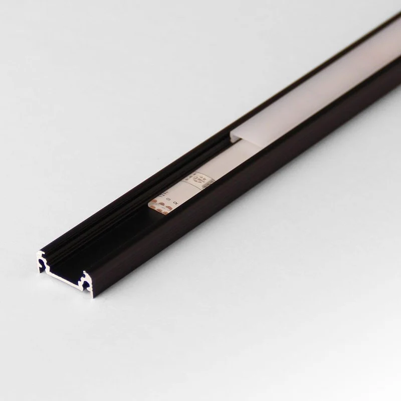 Aufbauprofil flach 200cm Schwarz ohne Abdeckung für LED-Strips