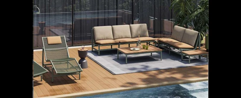 Casa Padrino Luxus Garten Lounge Set Grau / Beige 6-teilig 210 x 86 x H. 86 cm - Wetterfest und hochwertig verarbeitet - Moderne Garten Möbel - Luxus Qualität