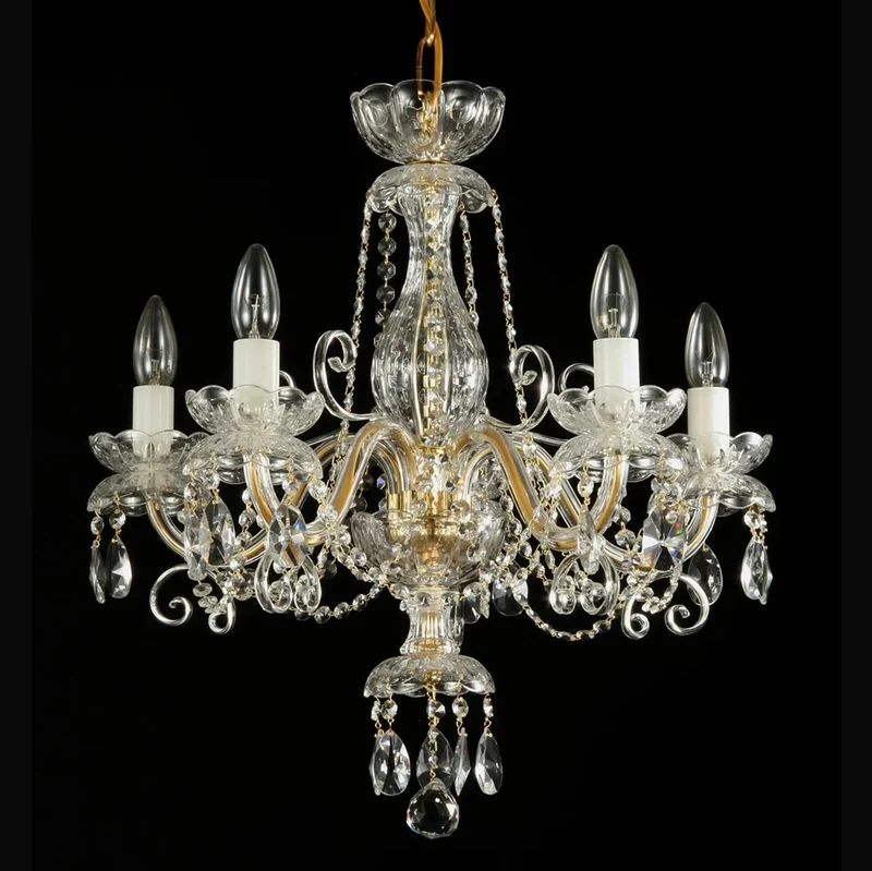 Casa Padrino Luxus Barock Kristall Kronleuchter Gold Ø 55 x H. 55 cm - Prunkvolle Messing Kronleuchter mit böhmischem Kristallglas - Barock Möbel - Edel & Prunkvoll