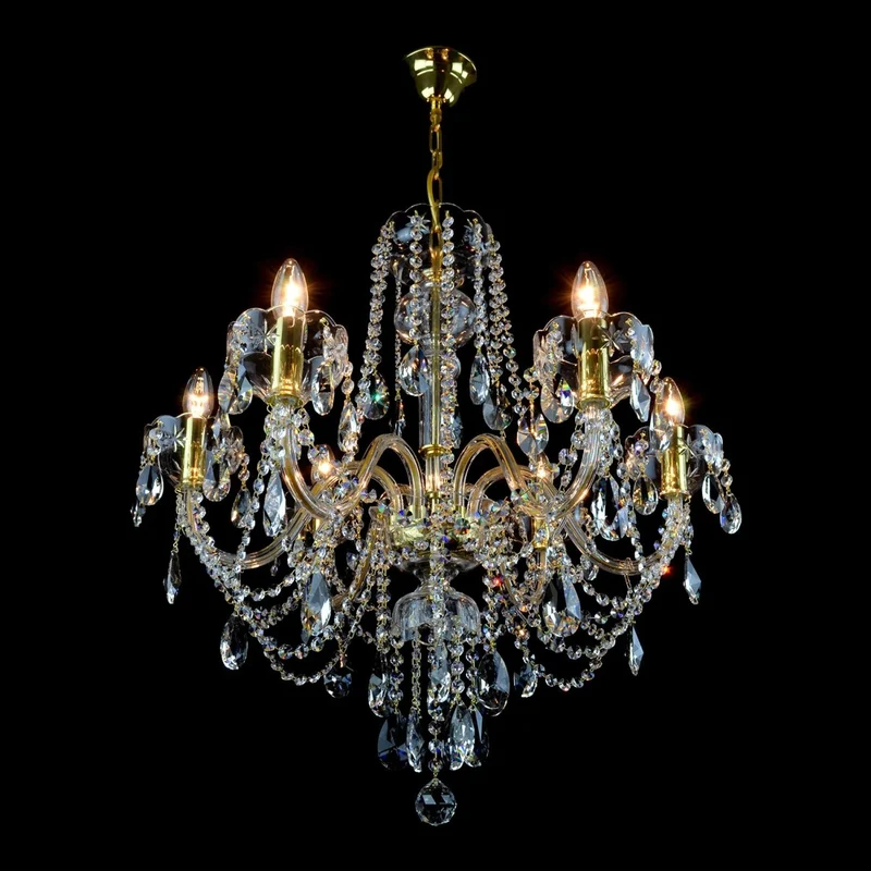 Casa Padrino Luxus Barock Kristall Kronleuchter Gold Ø 68 x H. 70 cm - Prunkvoller Messing Kronleuchter mit böhmischem Kristallglas - Barock Möbel - Edel & Prunkvoll