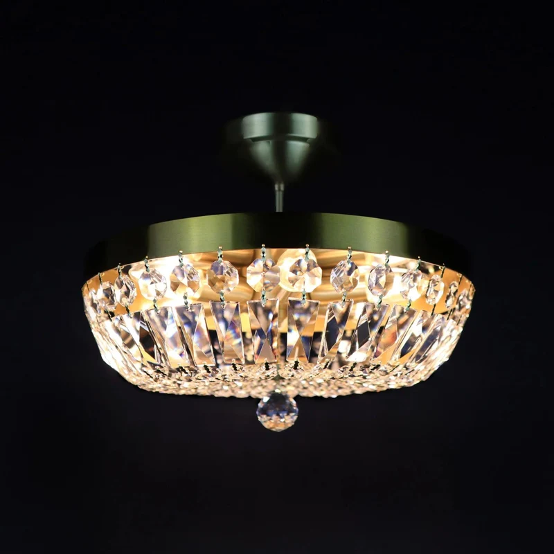 Casa Padrino Luxus Barock Kristall Deckenleuchte Gold Ø 40 x H. 17 cm - Prunkvolle Messing Deckenleuchte mit böhmischem Kristallglas - Barock Möbel - Edel & Prunkvoll