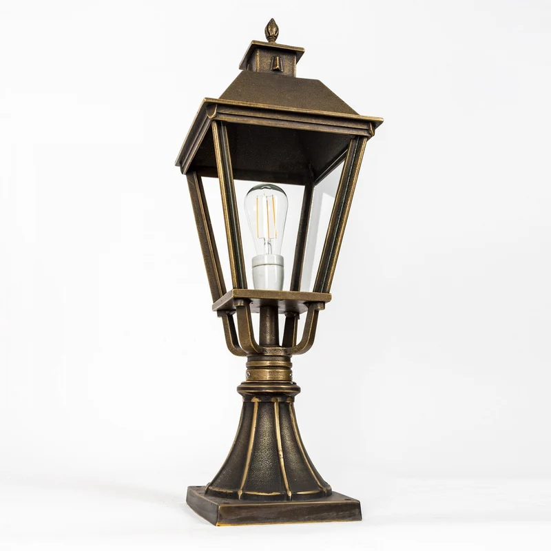 Casa Padrino Jugendstil Sockelleuchte 24 x 24 x H. 70 cm - Bronze - Nostalgische Wetterfeste Außenleuchte