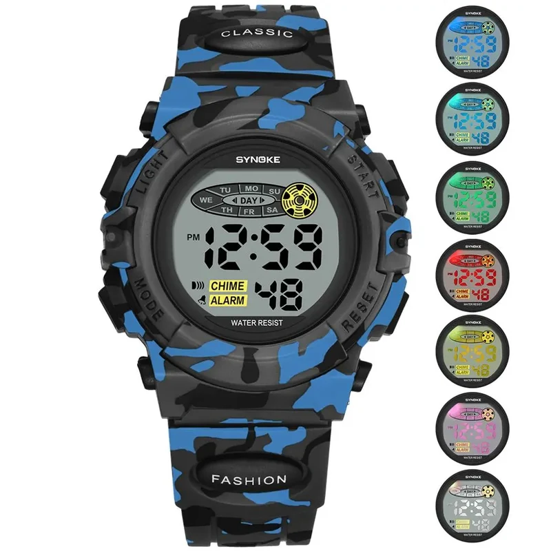 Digitaal Kinderhorloge Waterdicht LED Display Sporthorloge met Stopwatch Datum Alarm Jongens Meisjes School | Sansoti