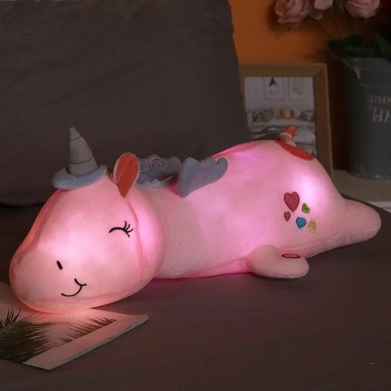 Oplichtende Knuffel Eenhoorn met LED-verlichting 60cm Pluche Nachtlampje Speelgoed voor Kinderen Slaapkamer | Sansoti