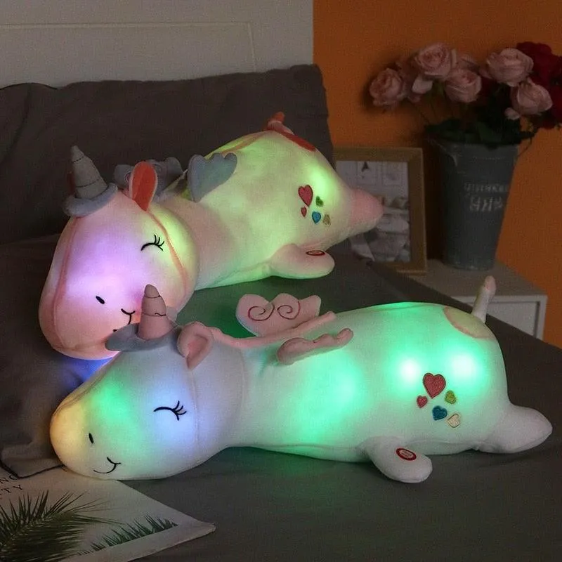 Oplichtende Knuffel Eenhoorn met LED-verlichting 60cm Pluche Nachtlampje Speelgoed voor Kinderen Slaapkamer | Sansoti