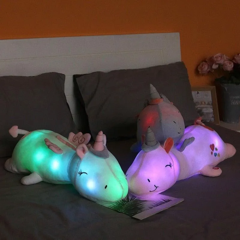 Oplichtende Knuffel Eenhoorn met LED-verlichting 60cm Pluche Nachtlampje Speelgoed voor Kinderen Slaapkamer | Sansoti