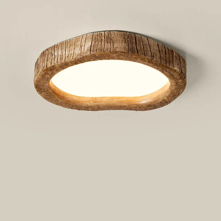 LED Plafondlamp Houtlook Hars Warm Licht Rustiek Scandinavisch Sfeerverlichting Woonkamer Slaapkamer | Sansoti