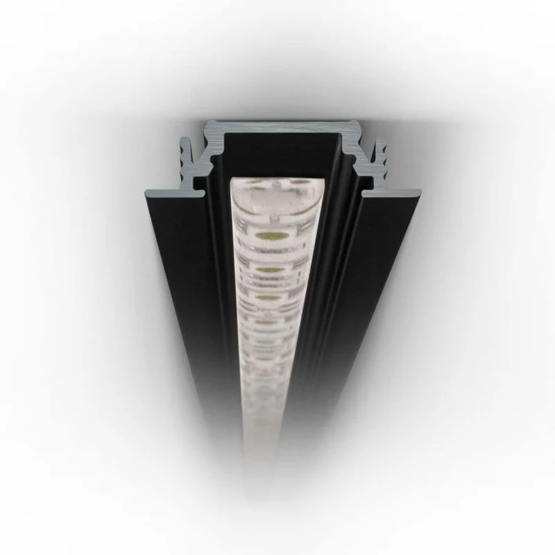 Einbauprofil flach 200cm Schwarz ohne Abdeckung für LED-Strips