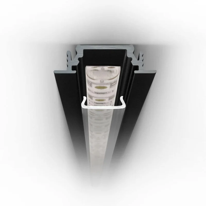 Einbauprofil flach 200cm Schwarz ohne Abdeckung für LED-Strips