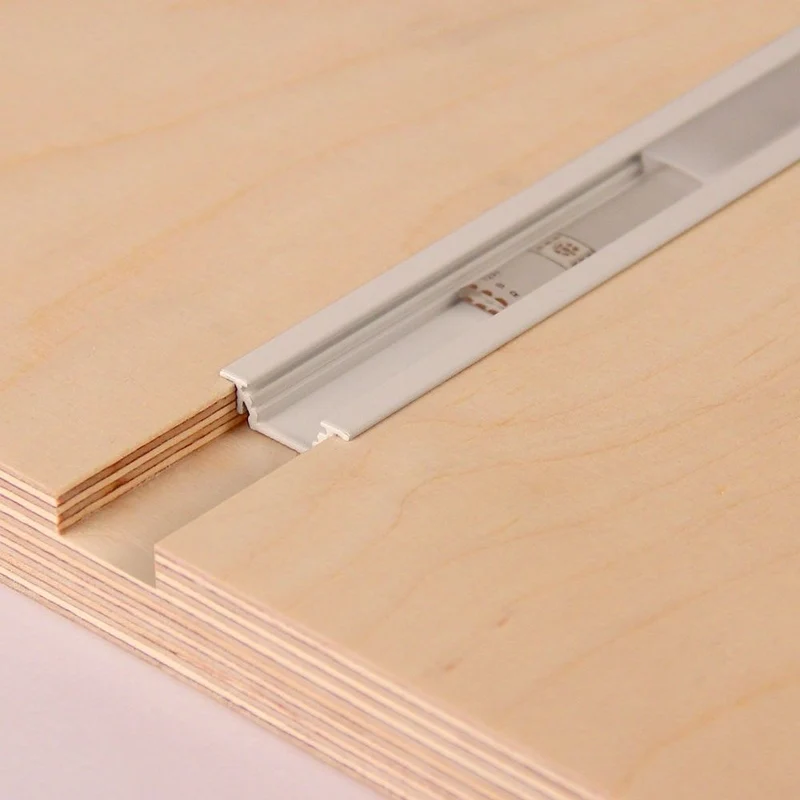 Einbauprofil flach 200cm Weiß ohne Abdeckung für LED-Strips