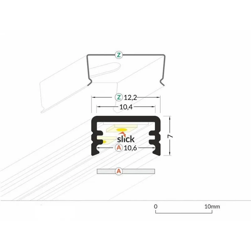 Aufbauprofil mini 200cm Weiß ohne Abdeckung für LED-Strips