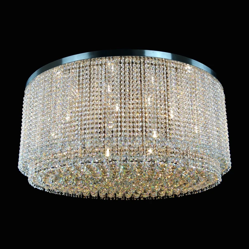 Casa Padrino Luxus Kristall Deckenleuchte Silber Ø 100 x H. 45 cm - Prunkvolle Messing Deckenleuchte mit böhmischem Kristallglas - Barock Möbel - Edel & Prunkvoll