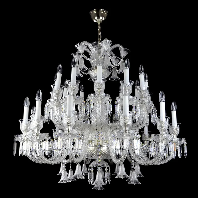Casa Padrino Luxus Barock Kristall Kronleuchter Silber Ø 105 x H. 98 cm - Prunkvolle Messing Kronleuchter mit böhmischem Kristallglas - Barock Möbel - Edel & Prunkvoll