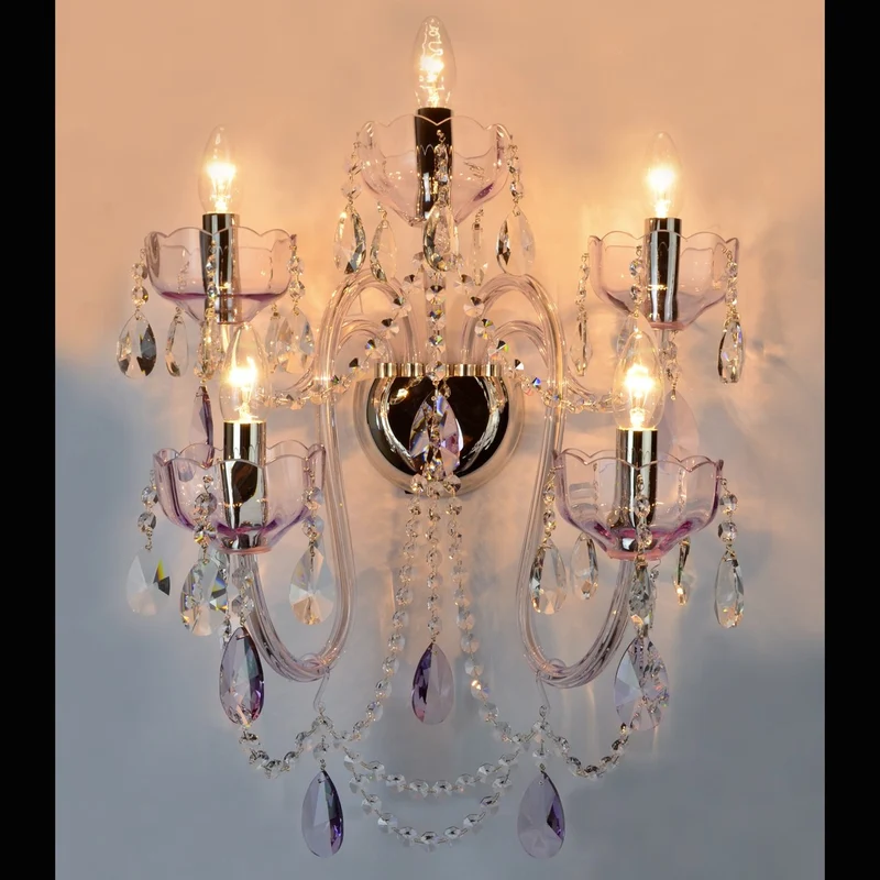 Casa Padrino Luxus Barock Kristall Wandleuchte Silber 43 x 24 x H. 55 cm - Prunkvolle Messing Wandleuchte mit böhmischem Kristallglas - Barock Möbel - Edel & Prunkvoll