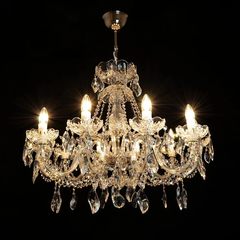 Casa Padrino Luxus Barock Kristall Kronleuchter Silber Ø 78 x H. 60 cm - Prunkvolle Messing Kronleuchter mit böhmischem Kristallglas - Barock Möbel - Edel & Prunkvoll