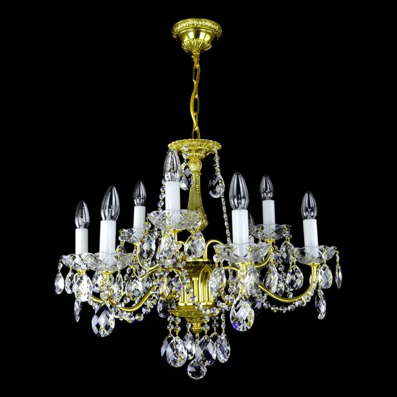 Casa Padrino Luxus Barock Kristall Kronleuchter Gold Ø 62 x H. 50 cm - Prunkvolle Messing Kronleuchter mit böhmischem Kristallglas - Barock Möbel - Edel & Prunkvoll