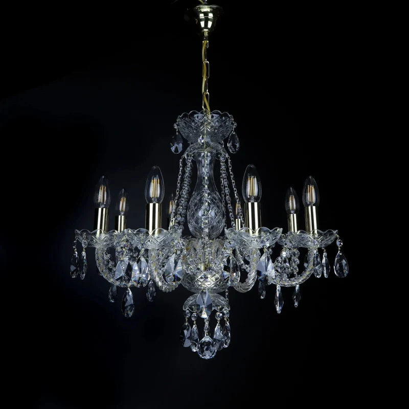 Casa Padrino Luxus Barock Kristall Kronleuchter Gold Ø 55 x H. 57 cm - Prunkvolle Messing Kronleuchter mit böhmischem Kristallglas - Barock Möbel - Edel & Prunkvoll