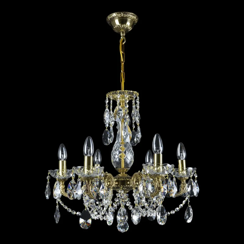 Casa Padrino Luxus Barock Kristall Kronleuchter Gold Ø 54 x H. 52 cm - Prunkvolle Messing Kronleuchter mit böhmischem Kristallglas - Barock Möbel - Edel & Prunkvoll