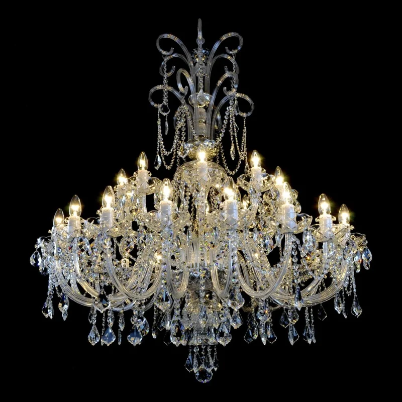 Casa Padrino Luxus Barock Kristall Kronleuchter Silber Ø 114 x H. 170 cm - Prunkvolle Messing Kronleuchter mit böhmischem Kristallglas - Barock Möbel - Edel & Prunkvoll