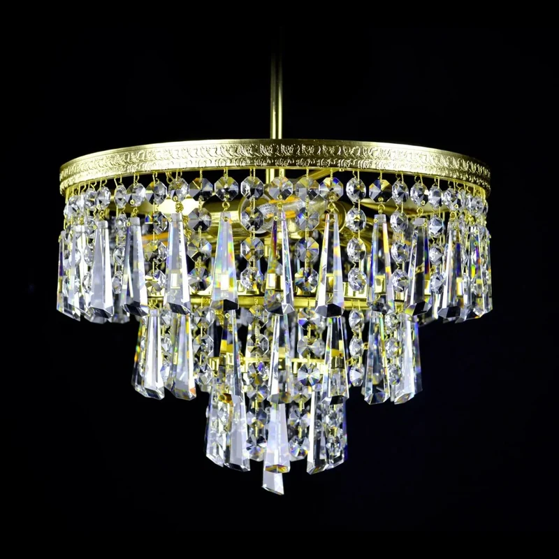 Casa Padrino Luxus Barock Kristall Kronleuchter Gold Ø 30 x H. 25 cm - Prunkvolle Messing Kronleuchter mit böhmischem Kristallglas - Barock Möbel - Edel & Prunkvoll