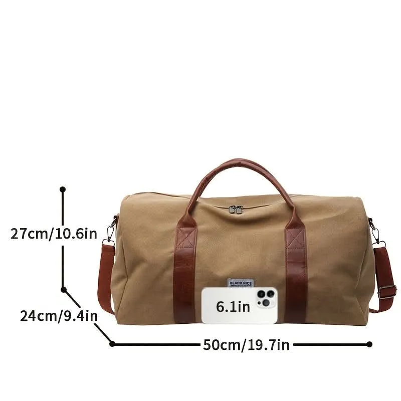 Vintage Weekendtas Canvas met Ruime Vakken voor Reizen Gym Sport Casual Retro Stijl Duffeltas Schoudertas | Sansoti