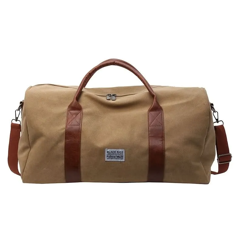 Vintage Weekendtas Canvas met Ruime Vakken voor Reizen Gym Sport Casual Retro Stijl Duffeltas Schoudertas | Sansoti