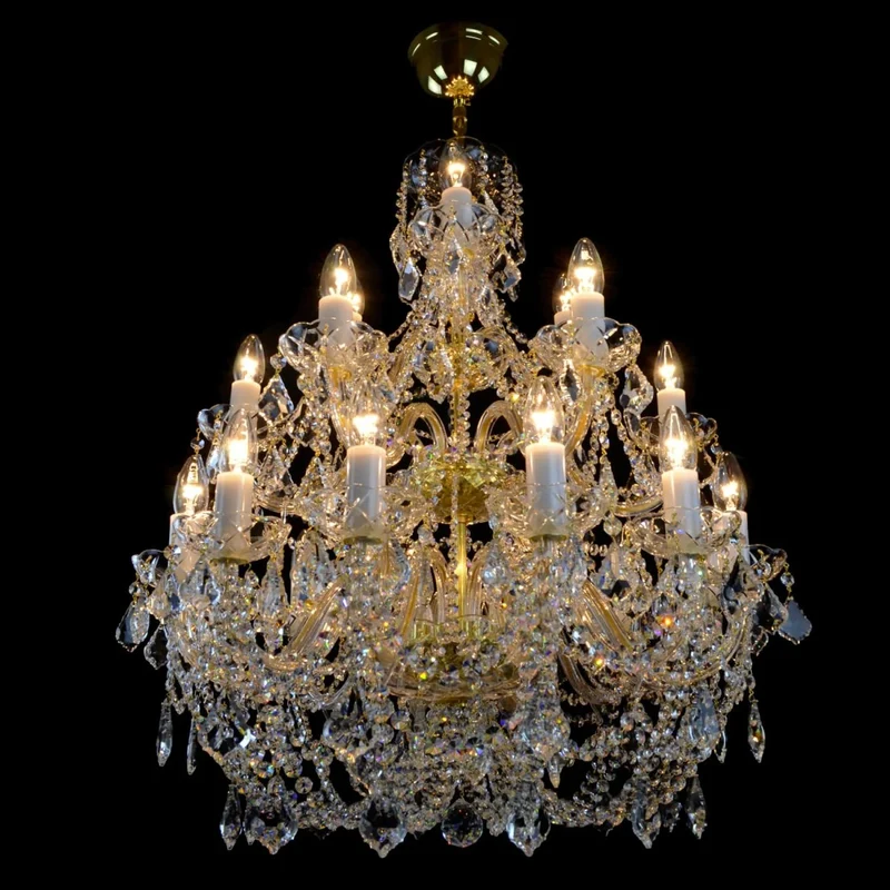 Casa Padrino Luxus Barock Kristall Kronleuchter Gold Ø 67 x H. 80 cm - Prunkvolle Messing Kronleuchter mit böhmischem Kristallglas - Barock Möbel - Edel & Prunkvoll