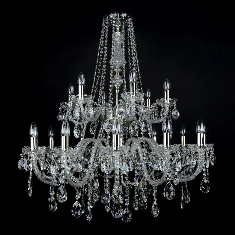 Casa Padrino Luxus Barock Kristall Kronleuchter Silber Ø 92 x H. 95 cm - Prunkvolle Messing Kronleuchter mit böhmischem Kristallglas - Barock Möbel - Edel & Prunkvoll