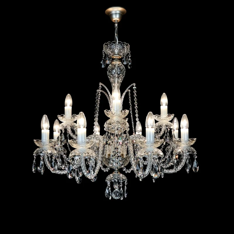 Casa Padrino Luxus Barock Kristall Kronleuchter Silber Ø 75 x H. 75 cm - Prunkvolle Messing Kronleuchter mit böhmischem Kristallglas - Barock Möbel - Edel & Prunkvoll