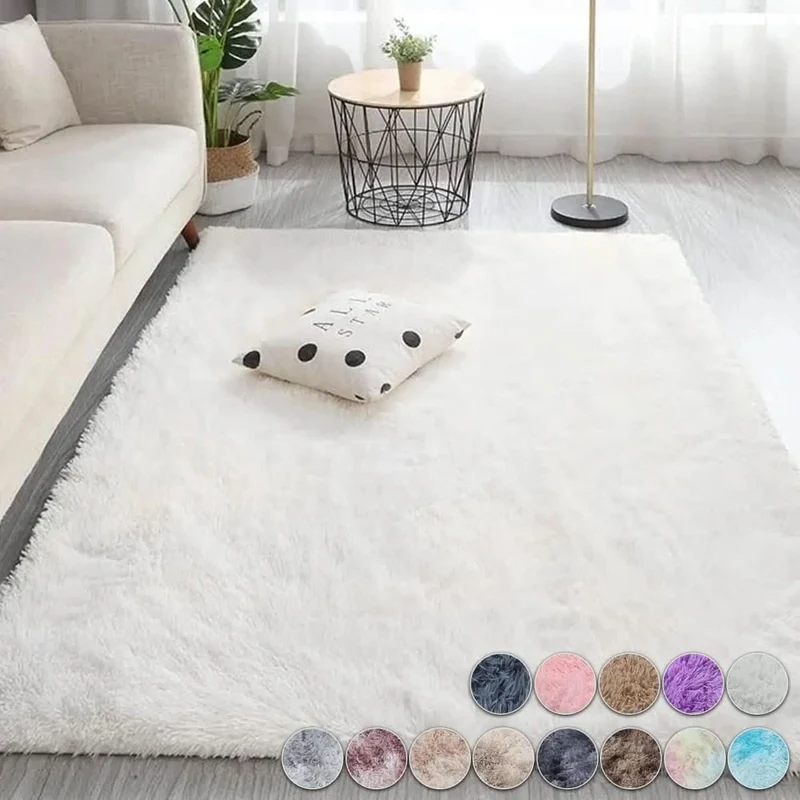 Zacht Hoogpolig Vloerkleed voor Woonkamer Slaapkamer Lounge Modern Decoratief Wollig Tapijt Antislip | Sansoti
