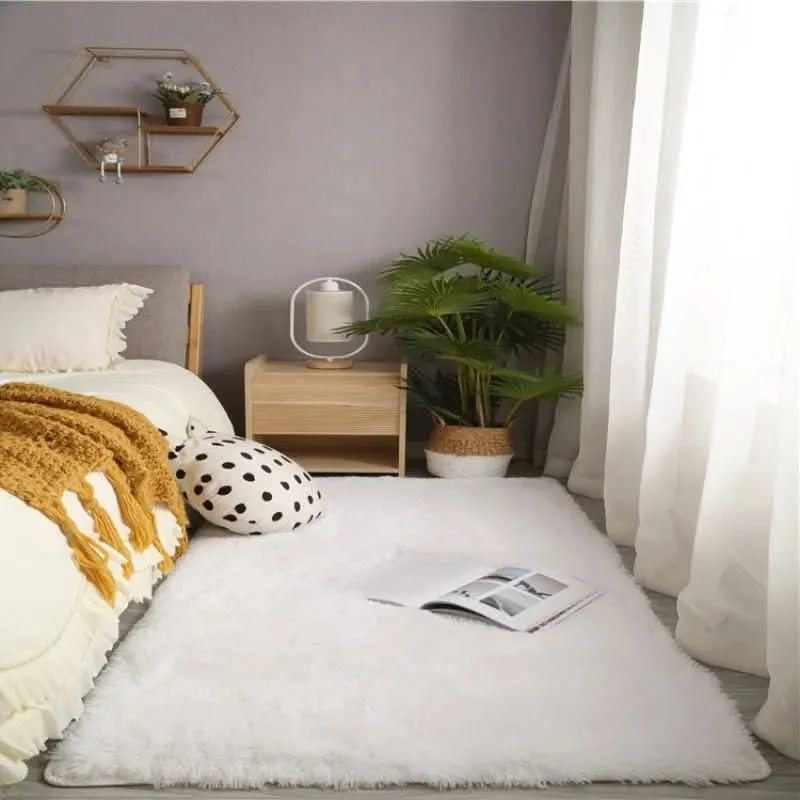 Zacht Hoogpolig Vloerkleed voor Woonkamer Slaapkamer Lounge Modern Decoratief Wollig Tapijt Antislip | Sansoti