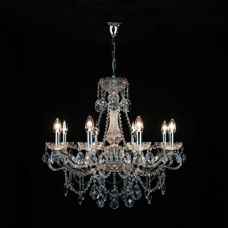Casa Padrino Luxus Barock Kristall Kronleuchter Silber Ø 65 x H. 62 cm - Prunkvolle Messing Kronleuchter mit böhmischem Kristallglas - Barock Möbel - Edel & Prunkvoll