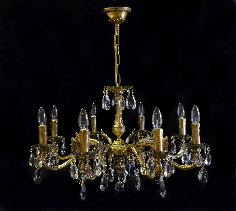 Casa Padrino Luxus Barock Kristall Kronleuchter Gold Ø 72 x H. 44 cm - Prunkvolle Messing Kronleuchter mit böhmischem Kristallglas - Barock Möbel - Edel & Prunkvoll