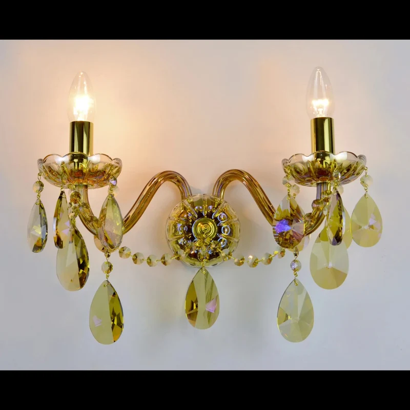 Casa Padrino Luxus Barock Kristall Wandleuchte Gold 38 x 20 x H. 25 cm - Prunkvolle Messing Wandleuchte mit böhmischem Kristallglas - Barock Möbel - Edel & Prunkvoll
