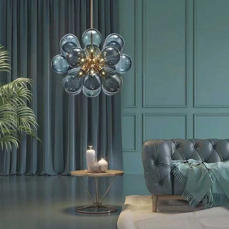 Glazen Bellenkroonluchter met 18 Lichtpunten IJzer Verstelbaar Kleurtemperatuur Woonkamer Slaapkamer | Sansoti