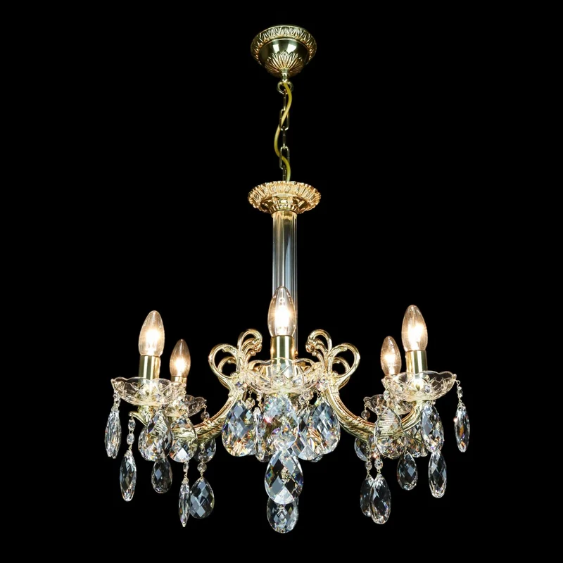 Casa Padrino Luxus Barock Kristall Kronleuchter Gold Ø 58 x H. 50 cm - Prunkvolle Messing Kronleuchter mit böhmischem Kristallglas - Barock Möbel - Edel & Prunkvoll