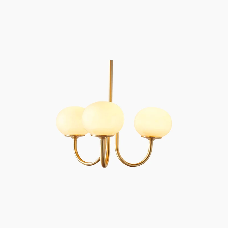Glazen Bol Kroonluchter Goud Frame 3 of 5 Lichtpunten Roze Wit Modern Romantisch Elegante Hanglamp Woonkamer | Sansoti