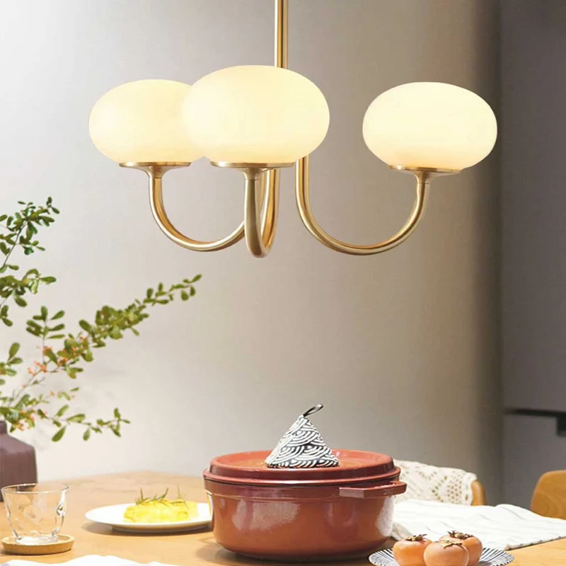 Glazen Bol Kroonluchter Goud Frame 3 of 5 Lichtpunten Roze Wit Modern Romantisch Elegante Hanglamp Woonkamer | Sansoti