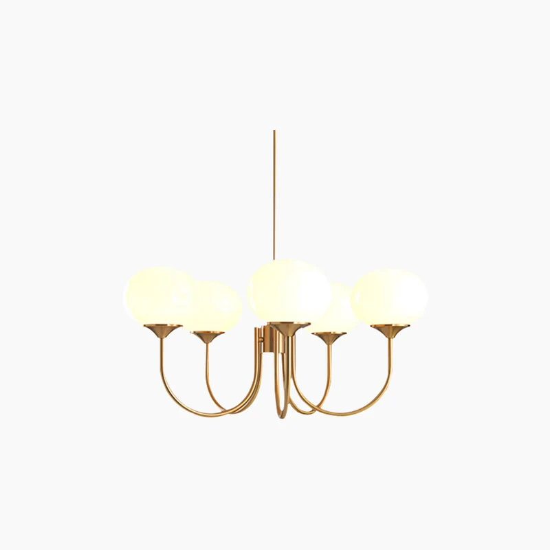 Glazen Bol Kroonluchter Goud Frame 3 of 5 Lichtpunten Roze Wit Modern Romantisch Elegante Hanglamp Woonkamer | Sansoti